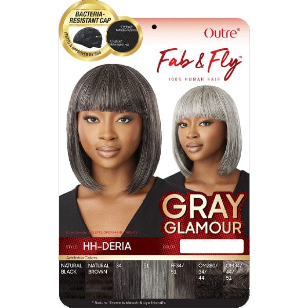 Outre 100% Human Hair Fab & Fly Gray Glamour Full Cap Wig - HH DERIA - Airhomei
