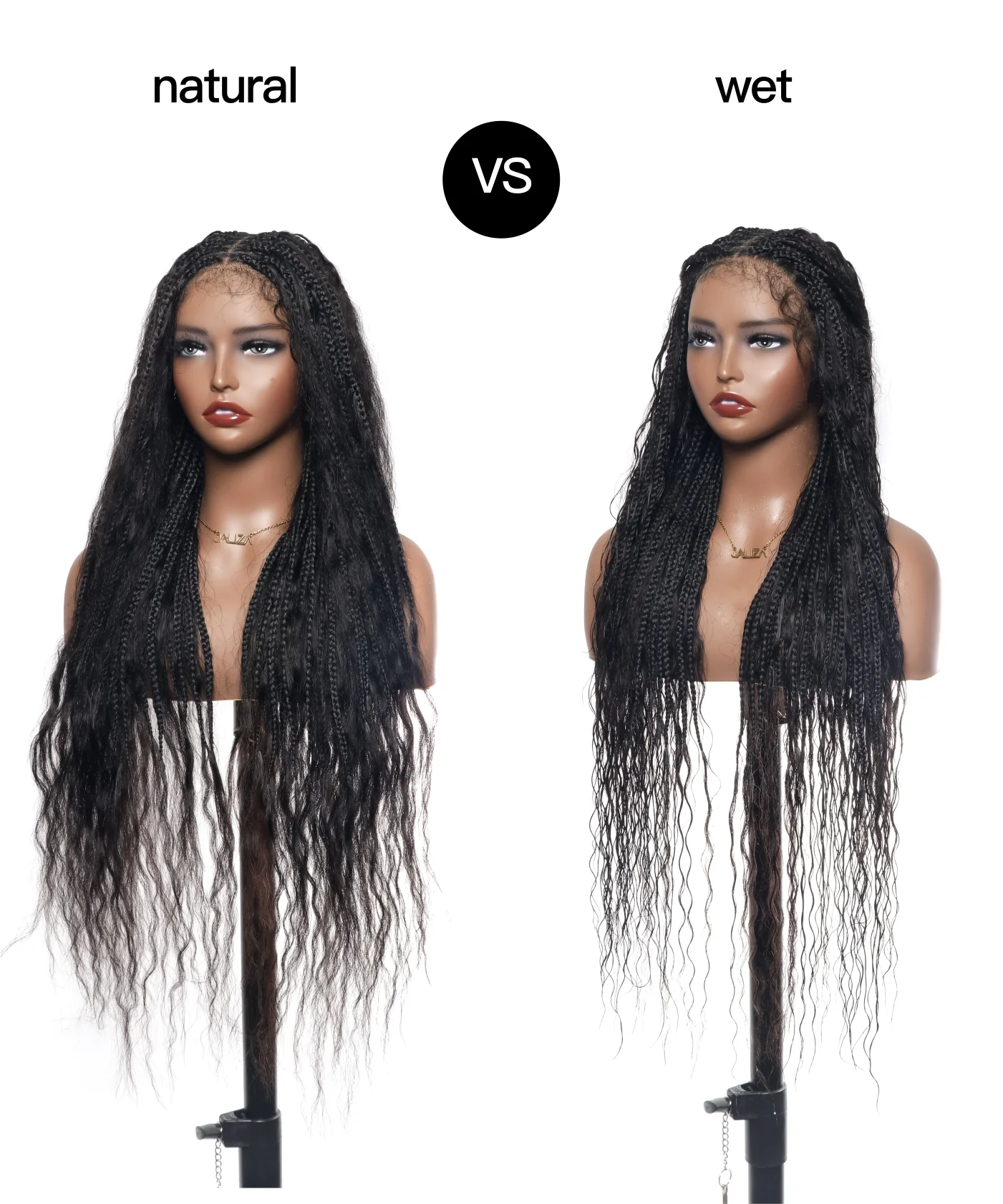 Wet & Wavy Human Hair Boho Curls HD Lace Tangleless Super High Density Knotless Boho Box Braided Wig 36