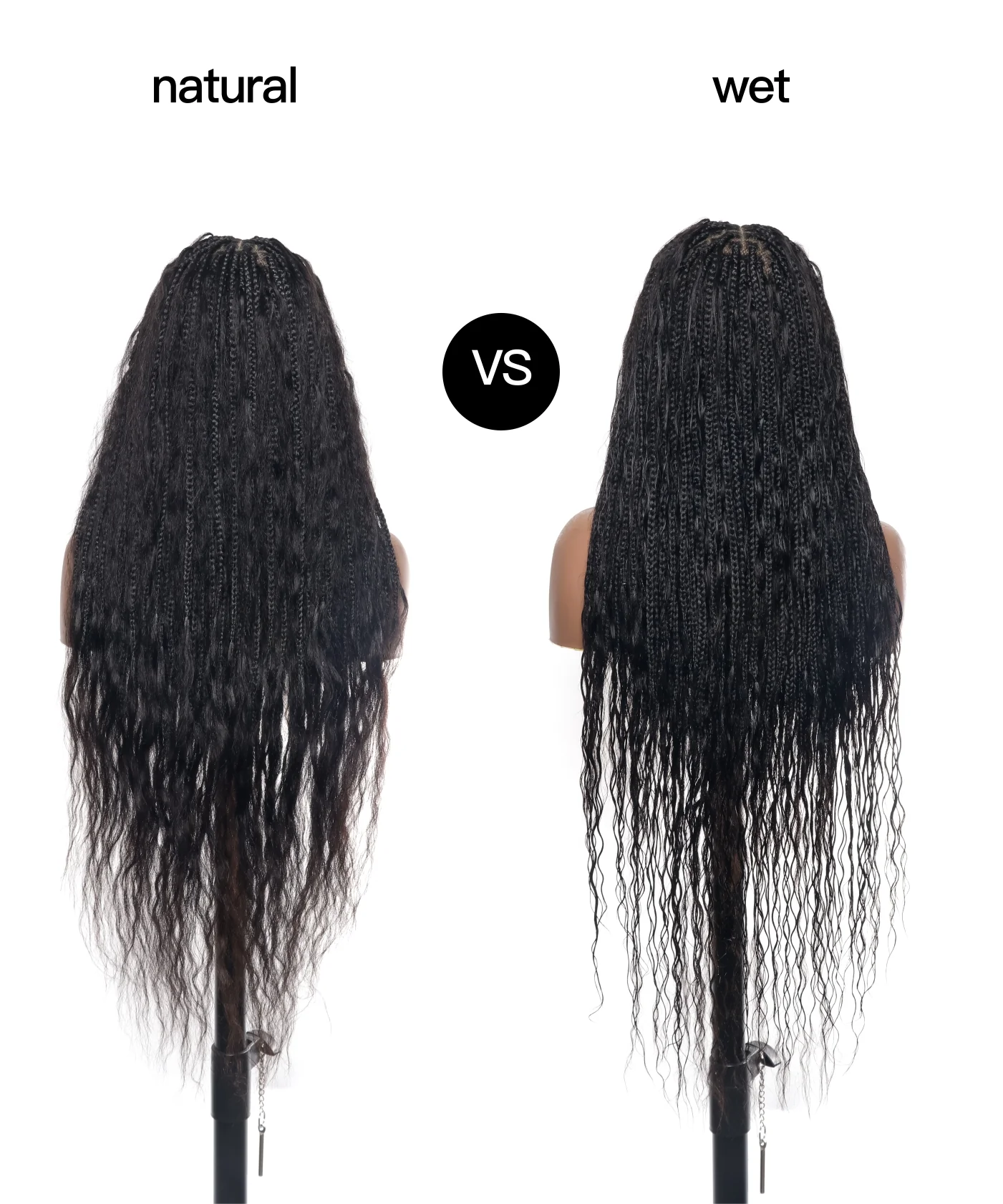 Wet & Wavy Human Hair Boho Curls HD Lace Tangleless Super High Density Knotless Boho Box Braided Wig 36