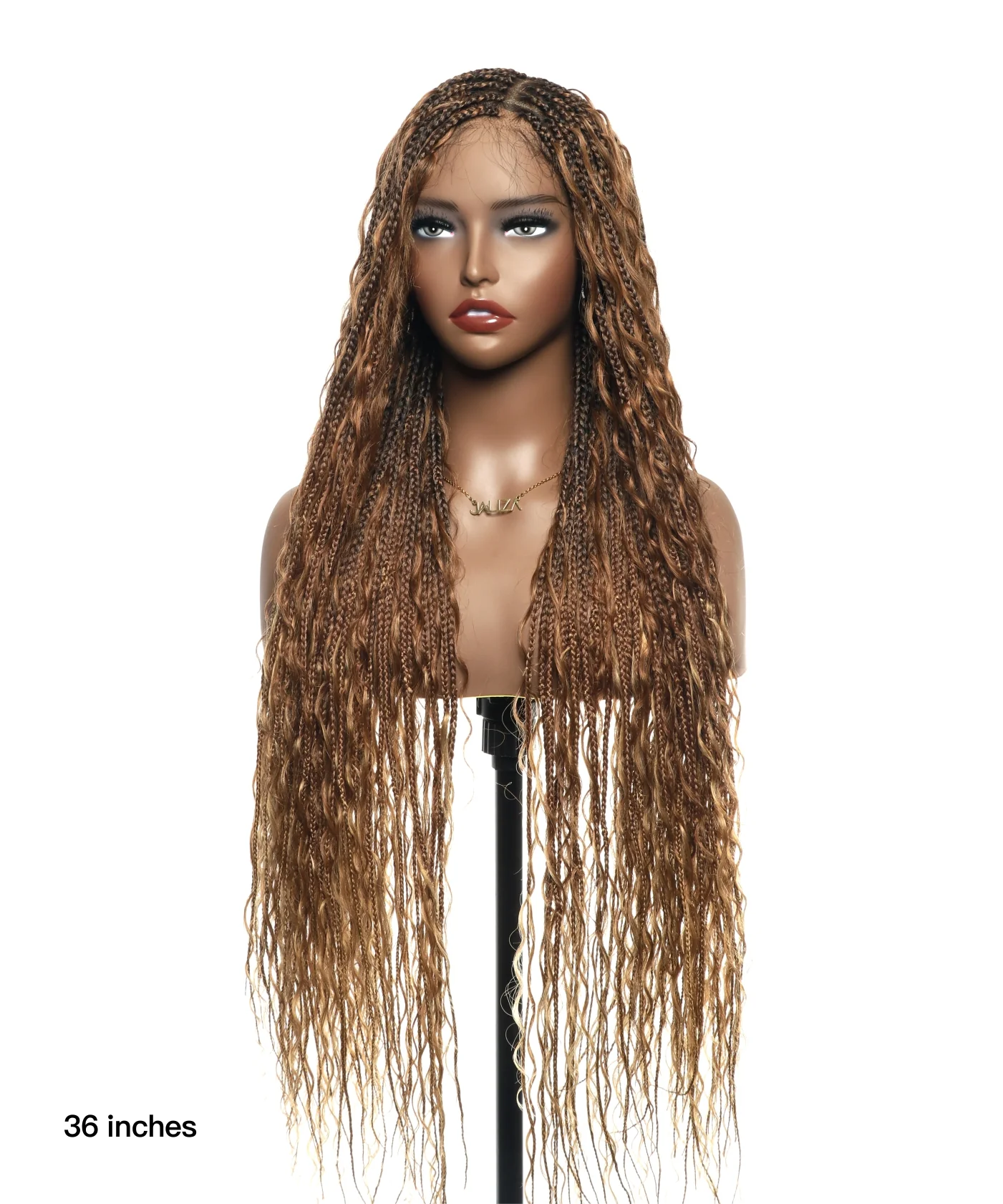 #30/27 Pre Bleached Human Hair HD Lace Super High Density Tangleless Knotless Boho Box Braided Wig 36