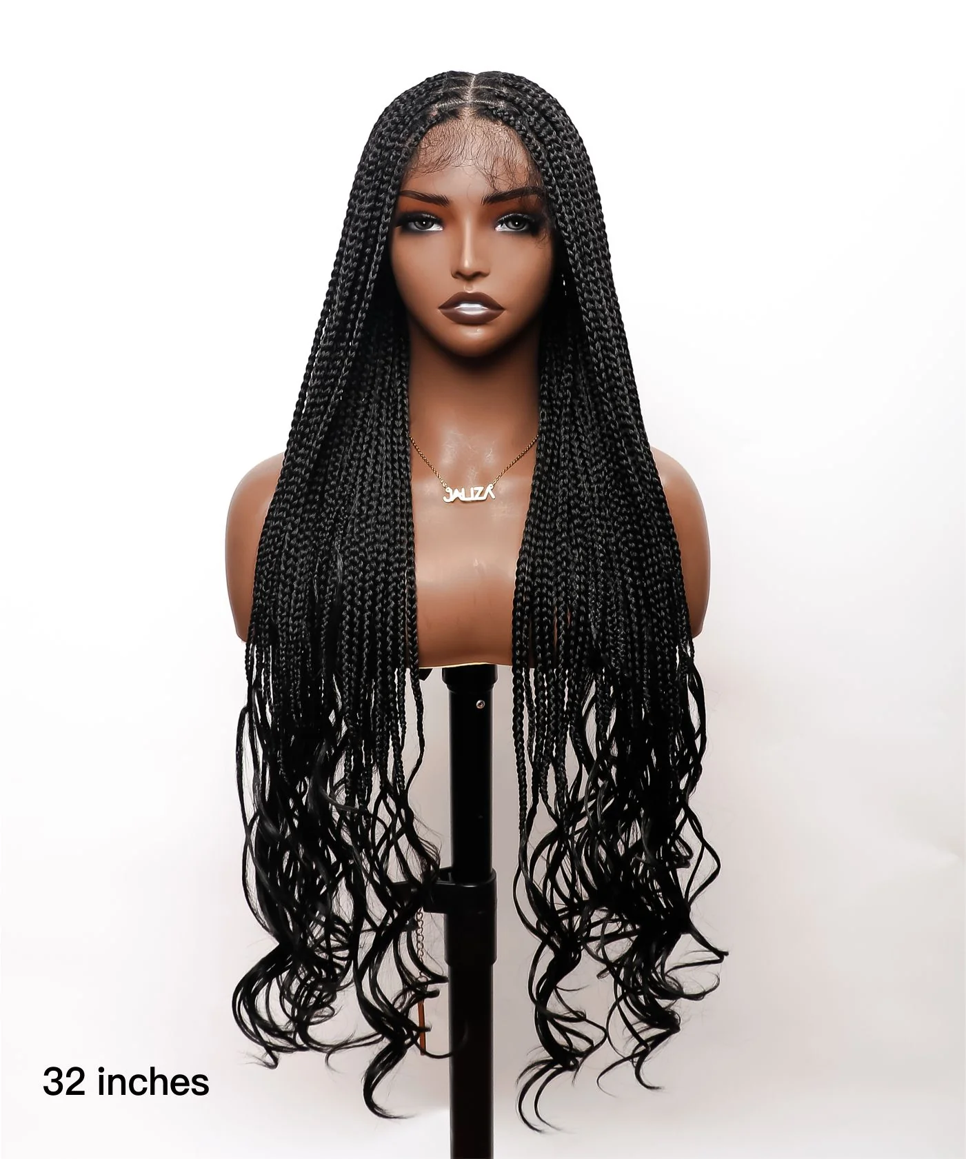 HD Lace Tangleless Human Hair Ends Knotless Small Box Full Hand-tied with Loose Curly Ends Braided Wig -100 Strands - Airhomei