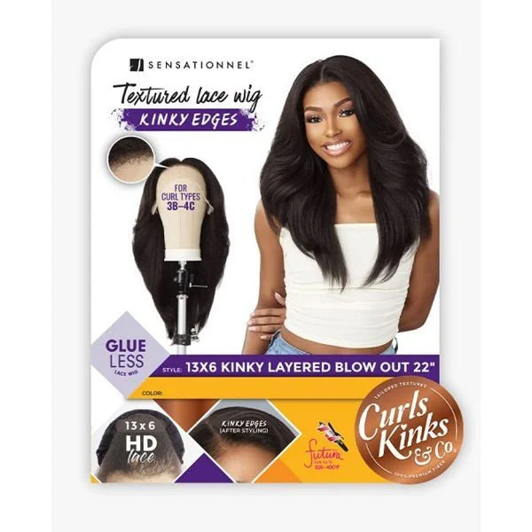 Sensationnel Kinky Edges Kinks & Co 13x6 HD Lace Front Wig - 13x6 KINKY LAYERED BLOW OUT 22 - Airhomei