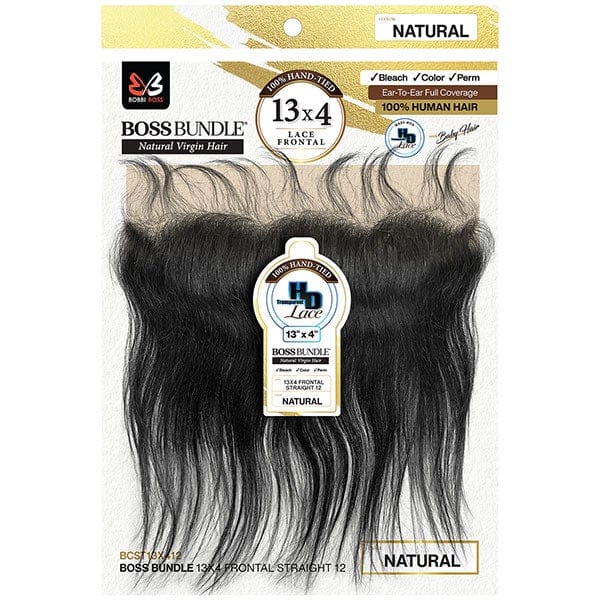 Bobbi Boss 100% Virgin Human Hair Boss Bundle 13x4 Swiss Lace Frontal Closure - STRAIGHT 12