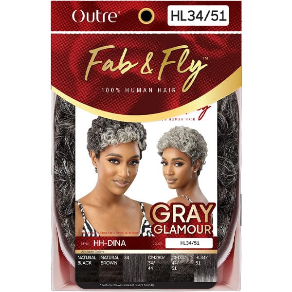 Outre 100% Human Hair Fab & Fly Gray Glamour Full Cap Wig - HH DINA - Airhomei