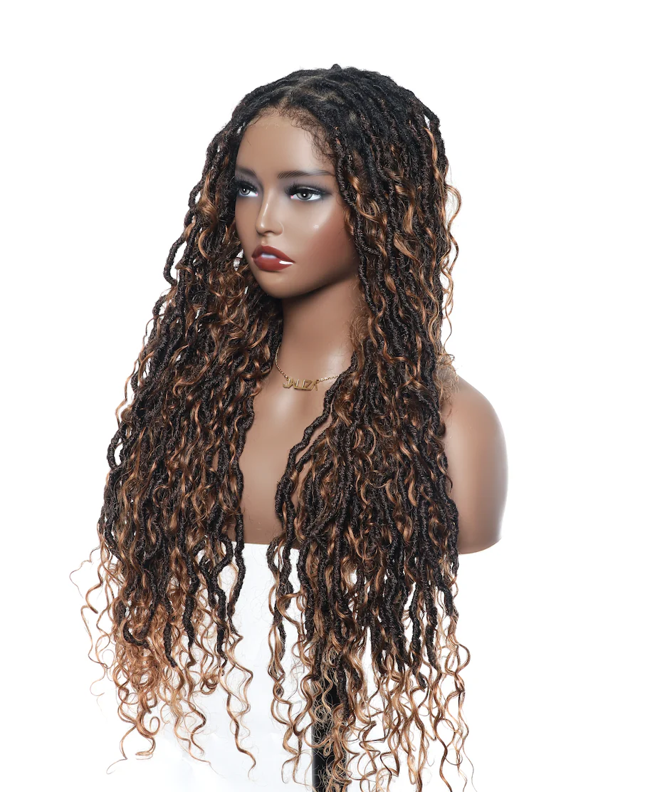Salon-level Knotless Boho Locs HD Full Lace Human Hair Boho Curls 80 Strands Braided Wig(Pre sale! Scheduled to ship in 2 weeks) - Airhomei