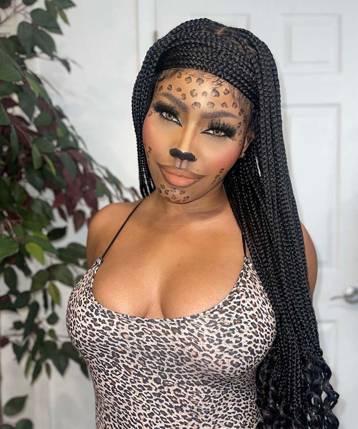 Fancivivi Triangle Medium Knotless Braids with Curls Over Hip-Length 36