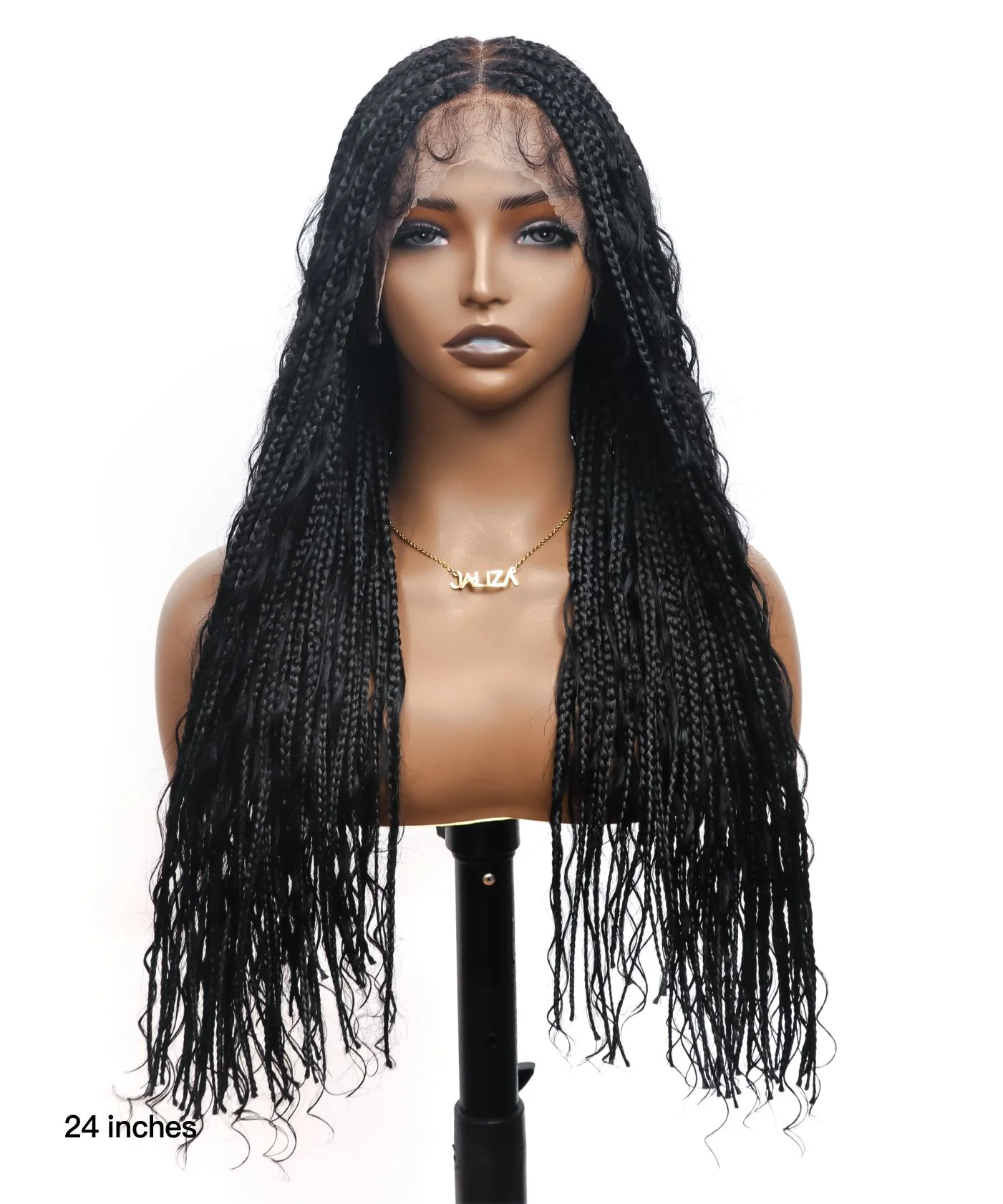 Pre Bleached Human Hair Lace Tangleless HD Lace Knotless Boho Box Braided Wig 88 Strands - Human Hair Roots & Boho Curls & Baby Hair - Airhomei
