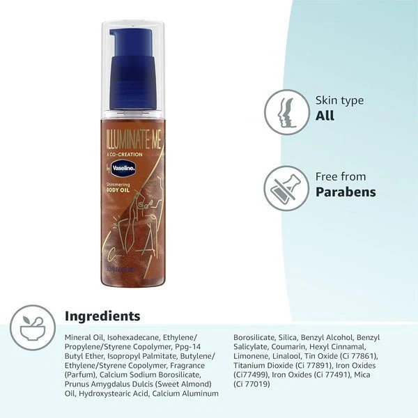 Vaseline - Illuminate Me Shimmering Body Oil - 3.3oz - (C) - Airhomei