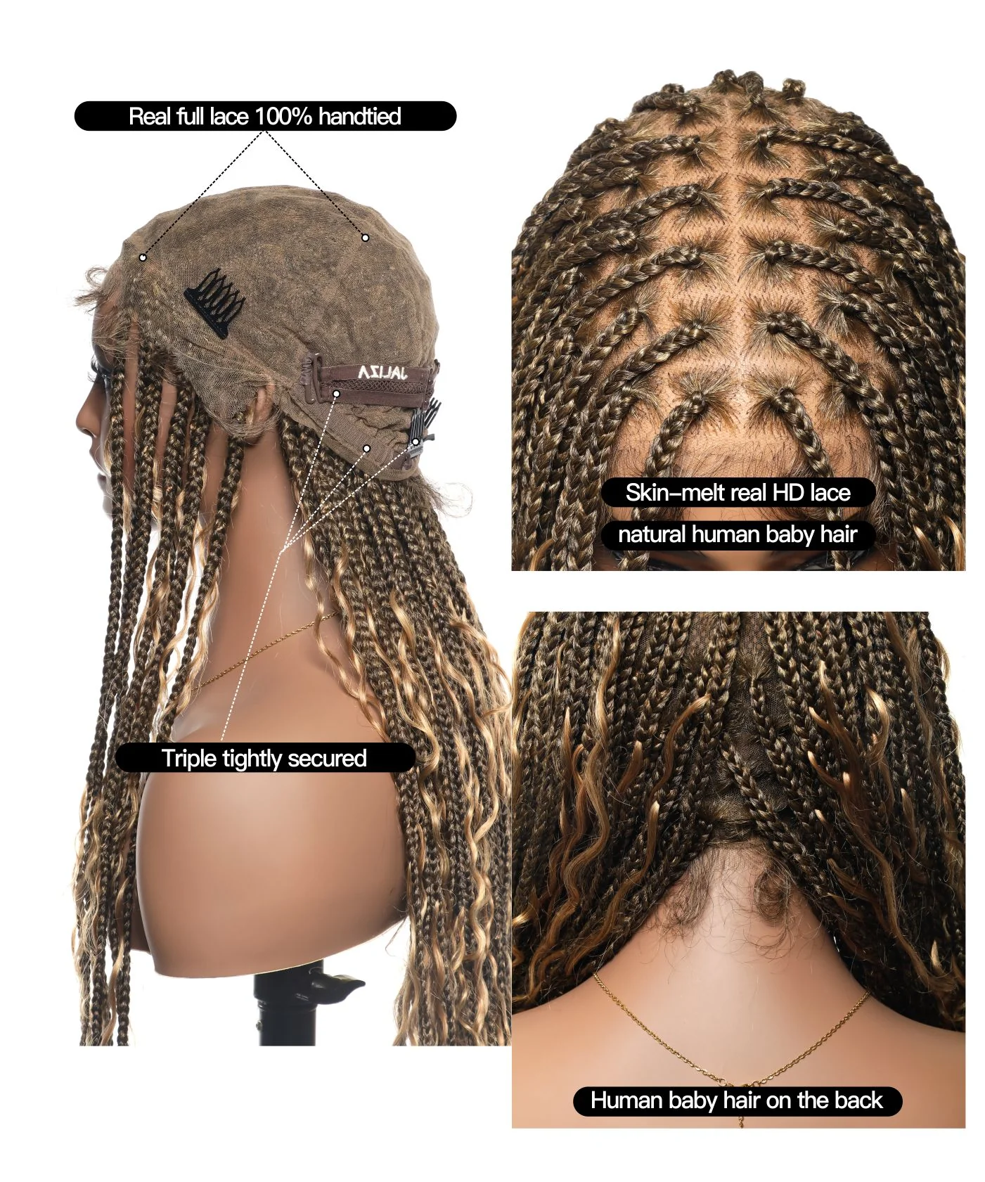 (Pre Bleached Human Hair Lace) High density Square Base HD Lace Lightweight 100 Strands Tangleless 36