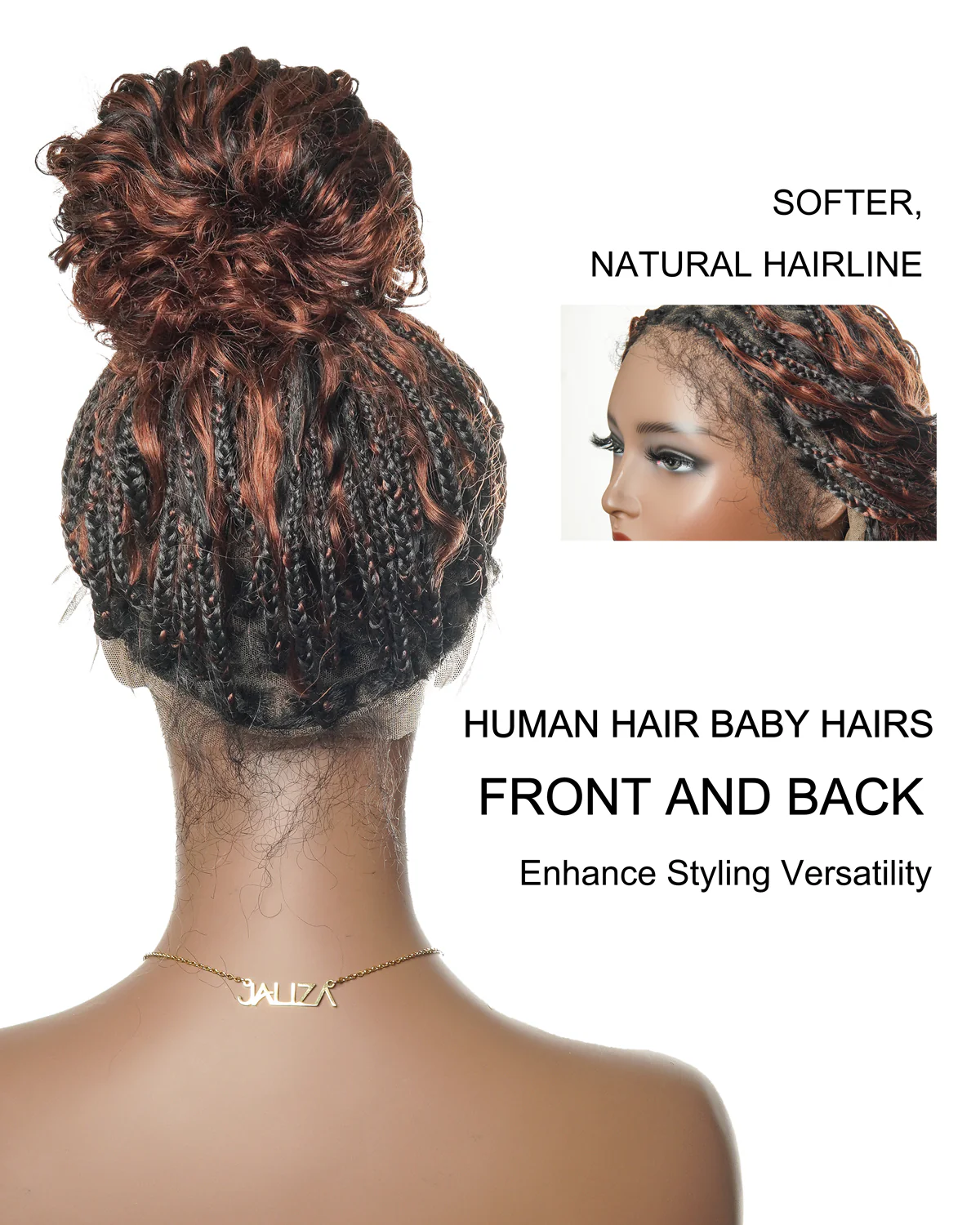 Ultra-dense 22-24“ Reddish Brown HD Full Lace Human Hair Boho Box Braided Wig 100 Strands (Scheduled to ship in 1-2 weeks) - Airhomei