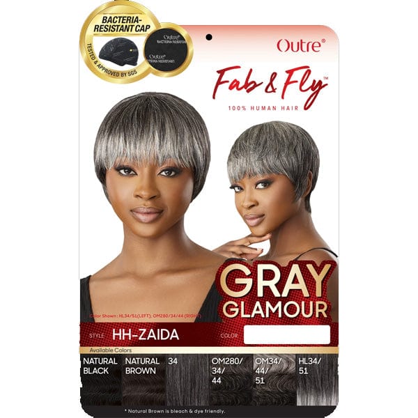 Outre 100% Human Hair Fab & Fly Gray Glamour Full Cap Wig - HH ZAIDA - Airhomei