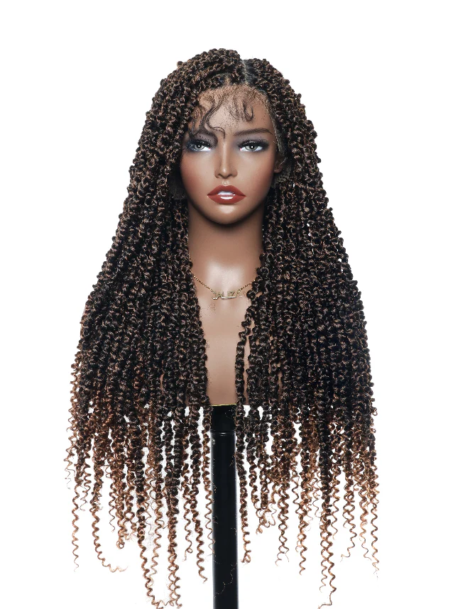 Pre Bleached Human Hair Full Lace Passion Twist Braided Wig 80 Strands 28“ (Scheduled to ship in 1-2 weeks) - Airhomei