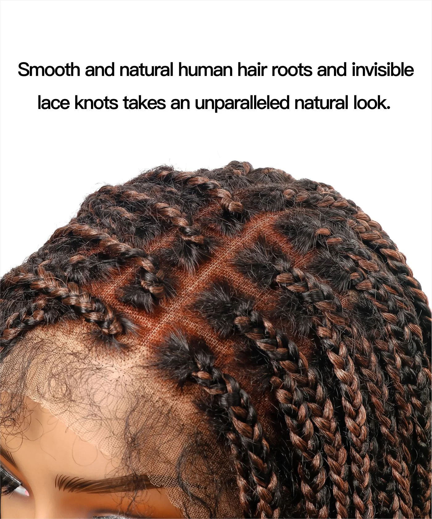 Pre Bleached Human Hair Lace Knotless Box Braided Wig -  Human Baby Hair & Human Hair Roots - Airhomei