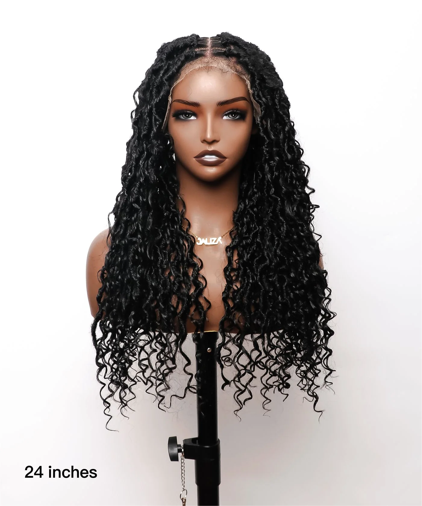 Human Hair Boho Curls Boho Locs Braided Wig 65 Strands（Human Hair Baby Hair） - Airhomei