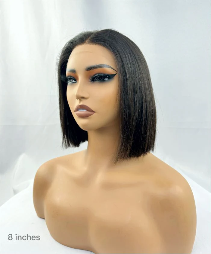 Bone Straight 100% Virgin Human Hair Glueless HD Lace Bob Wig - Pre Bleached, Pre Cut, Pre Plucked & Wear to Go - Airhomei