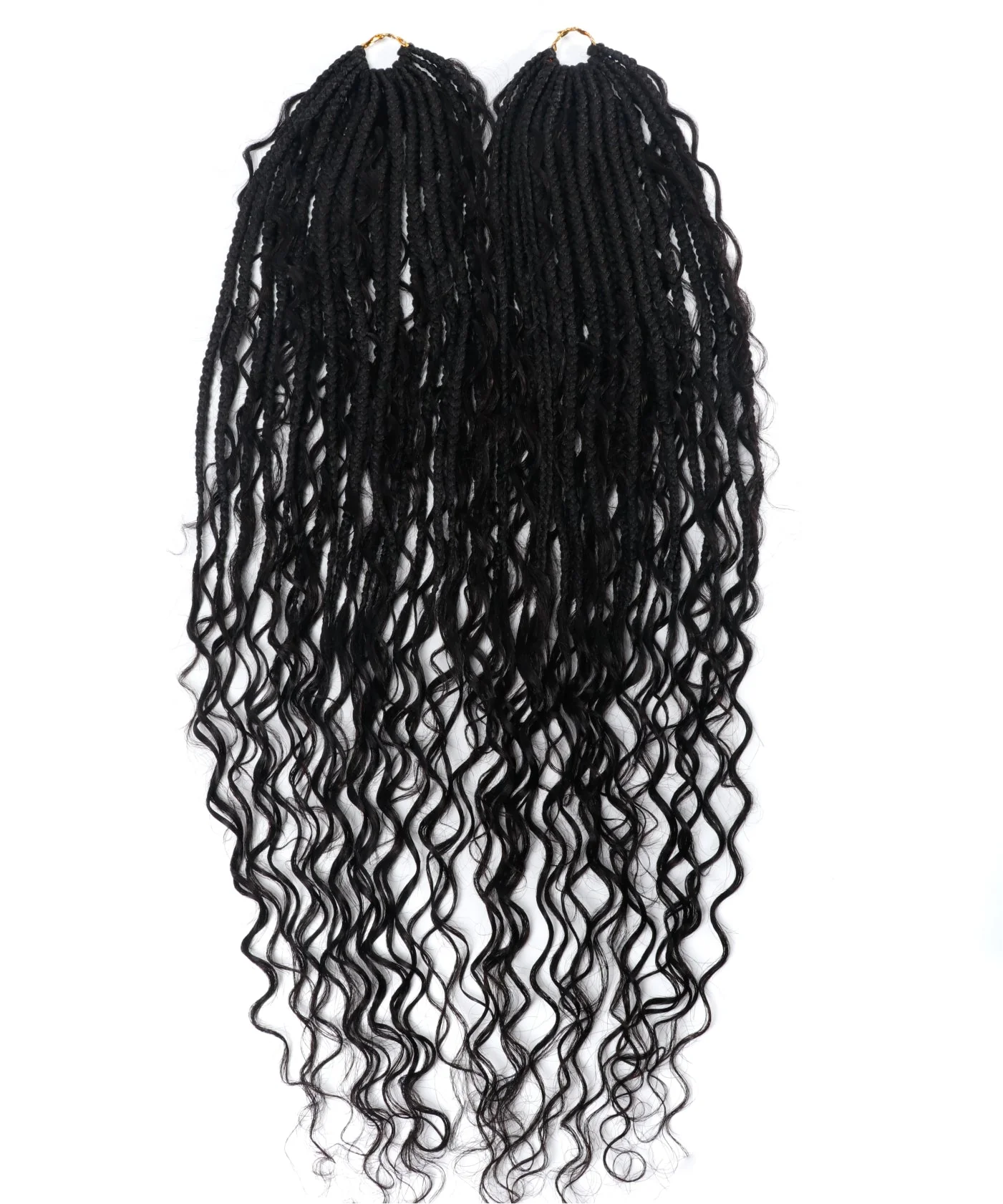 Crochet Boho Box Braids With Human Hair Curls 24