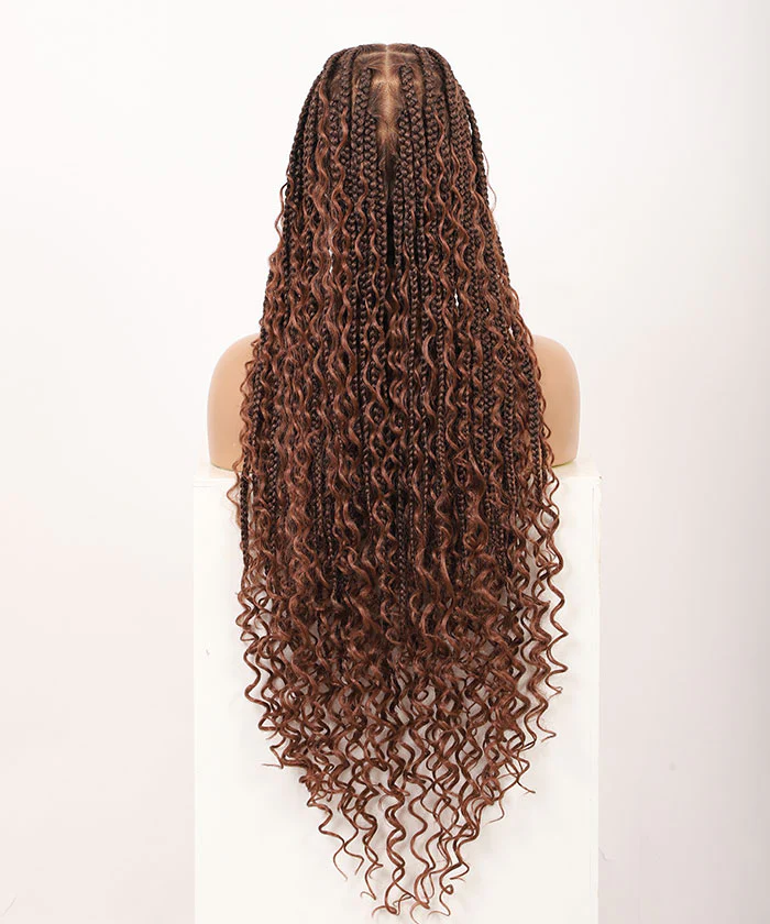 Fancivivi Boho Medium Knotless Box Braids with Curls Over Hip-Length 36
